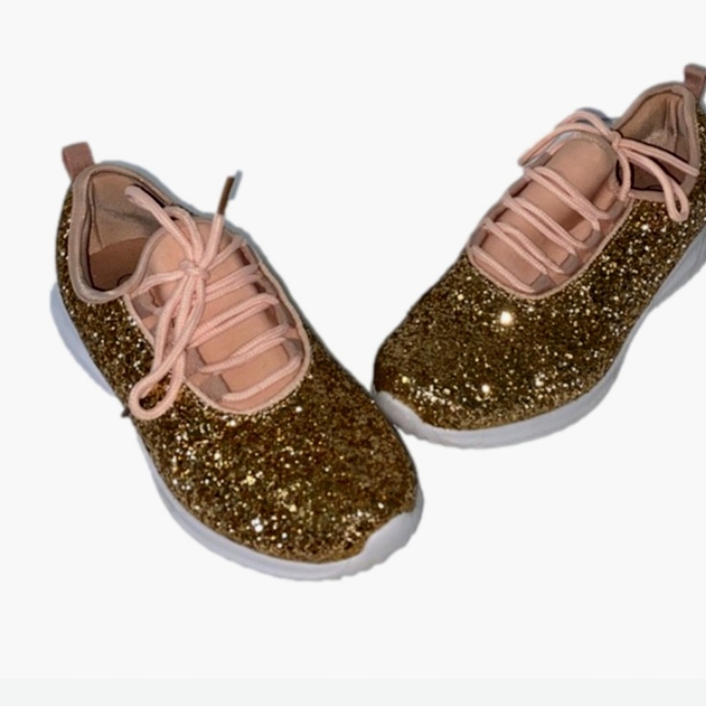 Glittery Gold Kids Sneakers